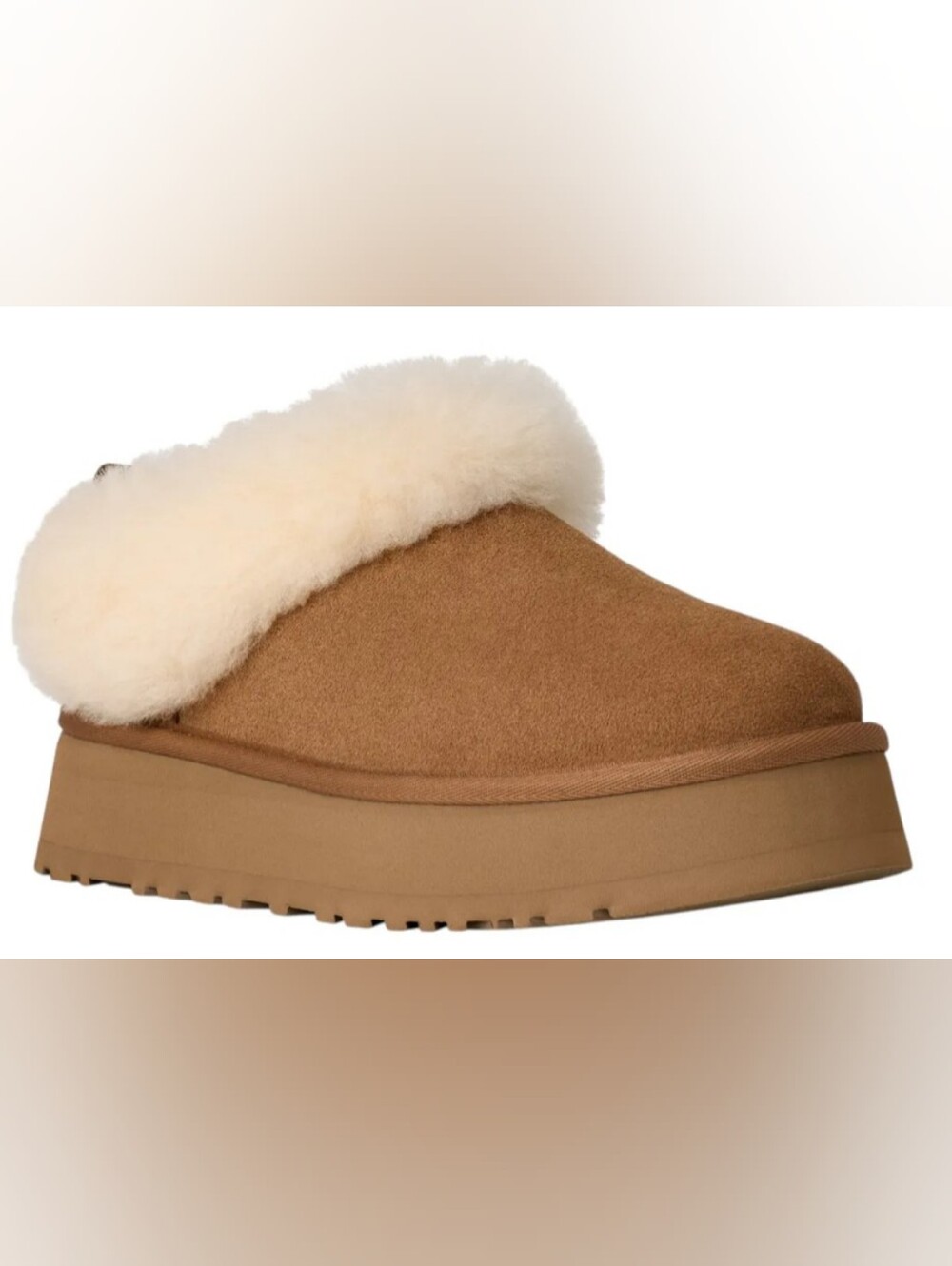 UGG Tazzelle Chestnut Suede Shearling Clog Mules Size 6 NIB MSRP